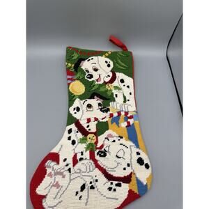 Disney 101 Dalmatians Needlepoint Christmas Stocking ~ 21” Handmade Dog Decor